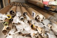 Lot 63 - 4-WHEEL GALVANISED 2-HEIGHT RACK & CONTENTS LARGE QTY OF MIXED ROLLS OF BLIND FABRIC (VAT applicable)