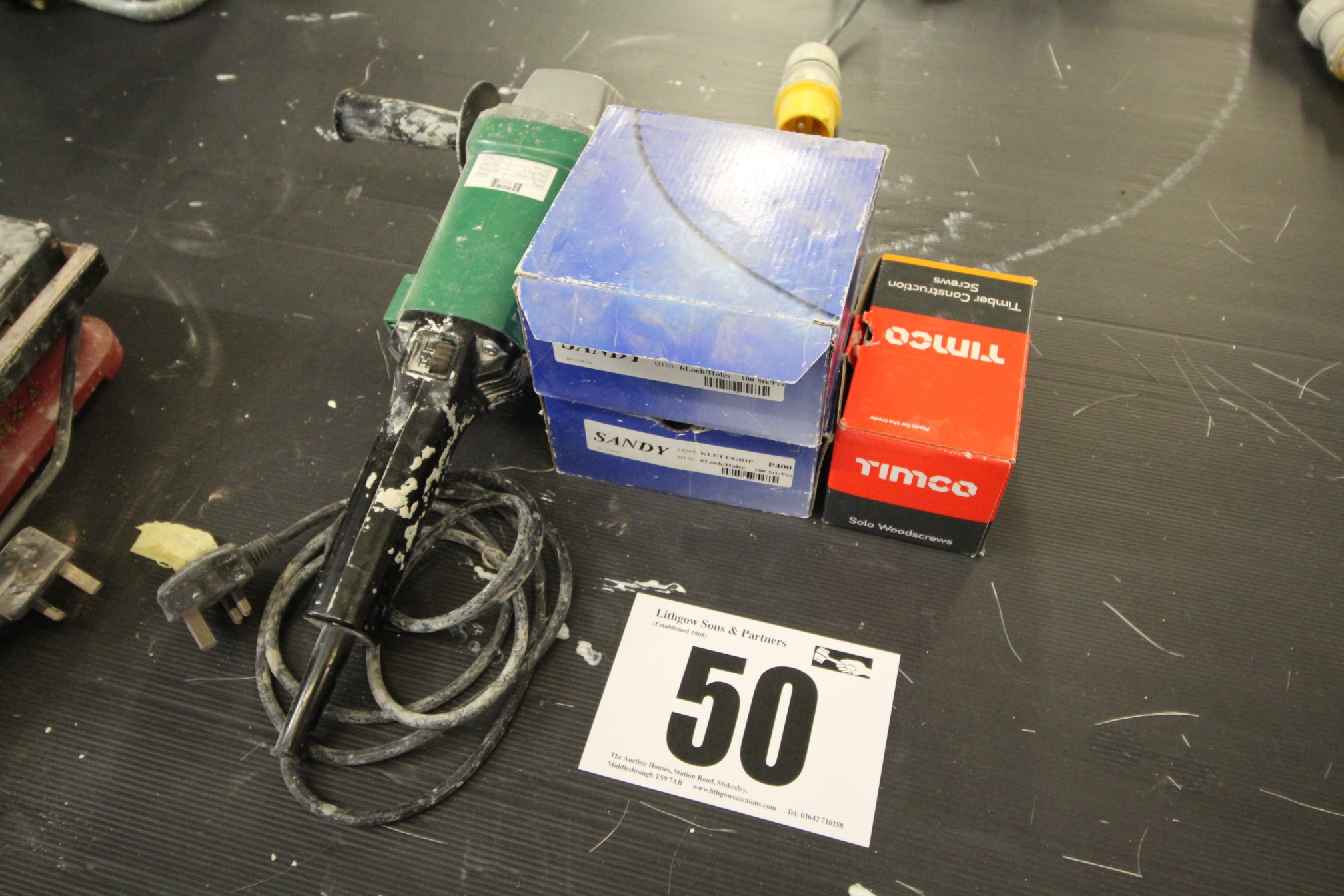 Lot 50 - Hitachi 110v Sander and Pads - £30
