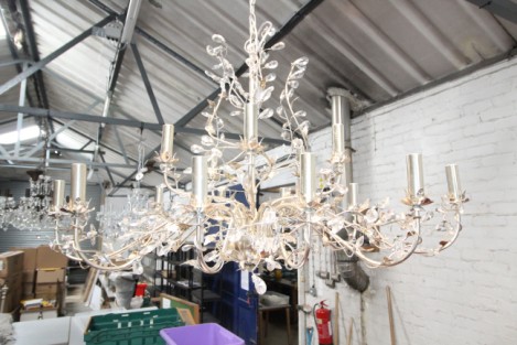 Silver & glass chandelier, 15 branch, 40 inch wide Â£460.