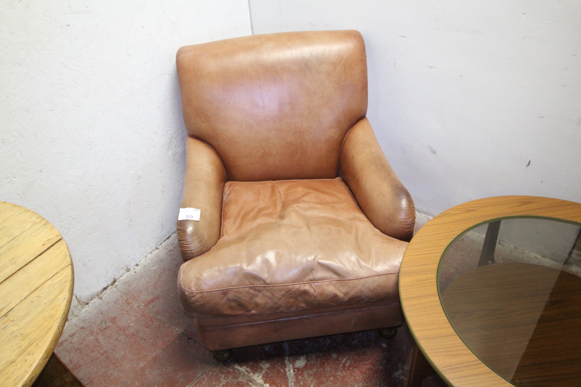 Lot 357 - Brown Leather Armchair - £130